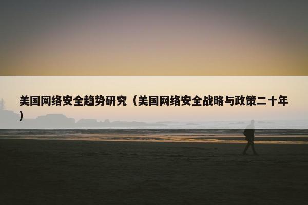 美国网络安全趋势研究（美国网络安全战略与政策二十年）