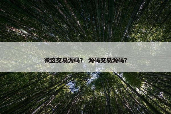 微这交易源码？ 源码交易源码？