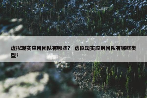 虚拟现实应用团队有哪些？ 虚拟现实应用团队有哪些类型？