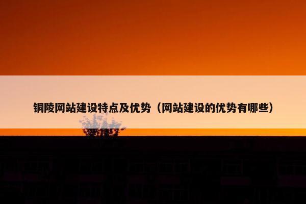 铜陵网站建设特点及优势（网站建设的优势有哪些）
