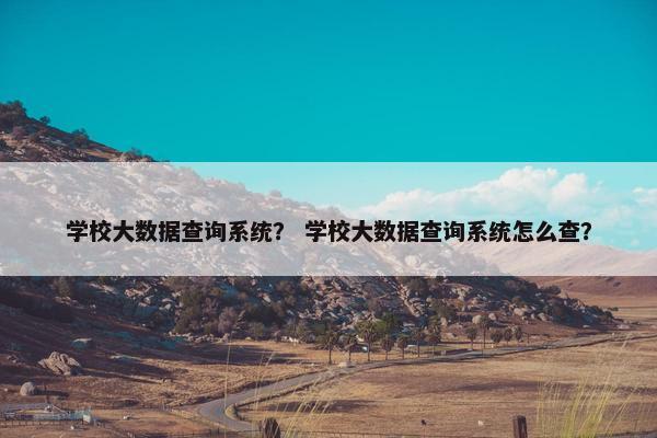 学校大数据查询系统？ 学校大数据查询系统怎么查？