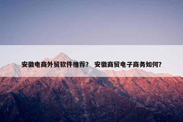 安徽电商外贸软件推荐？ 安徽商贸电子商务如何？