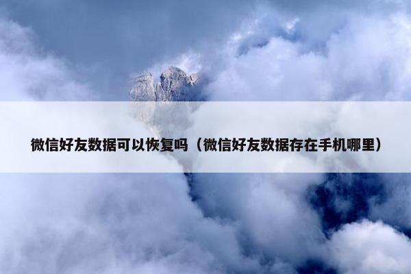 微信好友数据可以恢复吗（微信好友数据存在手机哪里）