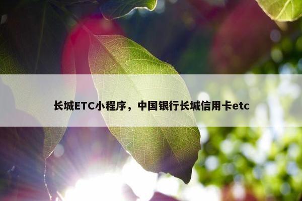 长城ETC小程序，中国银行长城信用卡etc