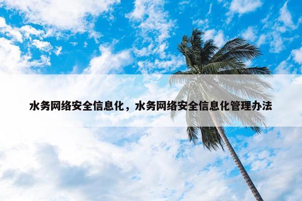 水务网络安全信息化，水务网络安全信息化管理办法