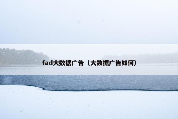 fad大数据广告（大数据广告如何）