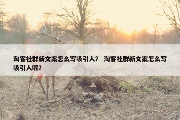 淘客社群新文案怎么写吸引人？ 淘客社群新文案怎么写吸引人呢？