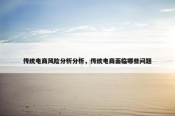 传统电商风险分析分析，传统电商面临哪些问题