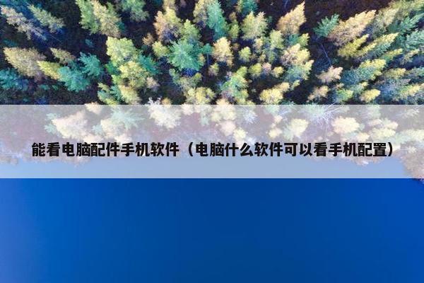 能看电脑配件手机软件（电脑什么软件可以看手机配置）