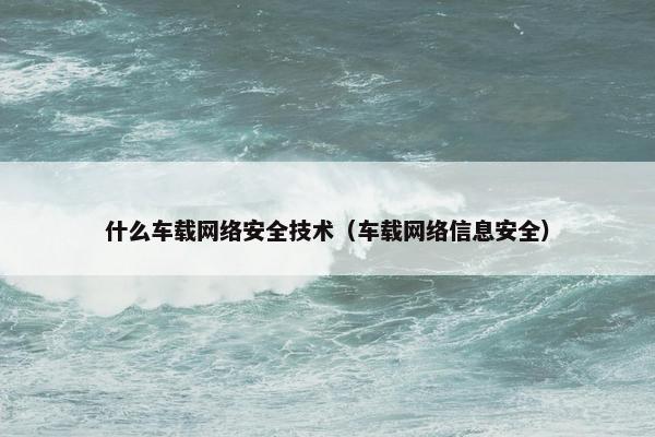 什么车载网络安全技术（车载网络信息安全）