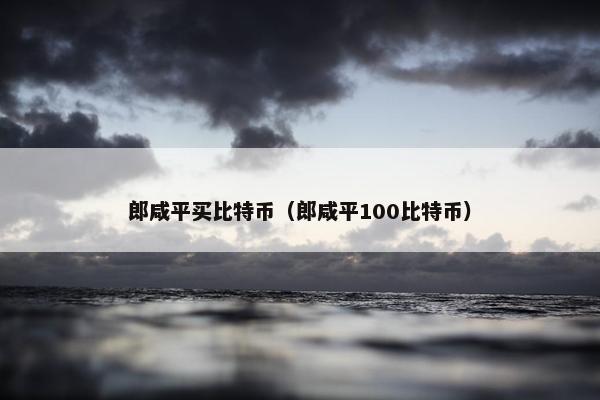 郎咸平买比特币（郎咸平100比特币）