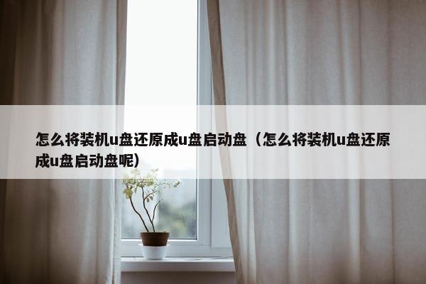 怎么将装机u盘还原成u盘启动盘（怎么将装机u盘还原成u盘启动盘呢）