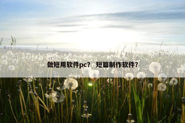 做短用软件pc？ 短篇制作软件？