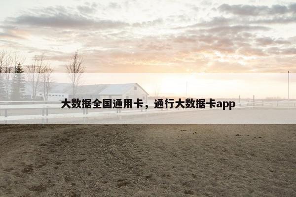 大数据全国通用卡，通行大数据卡app