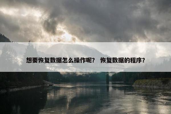 想要恢复数据怎么操作呢？ 恢复数据的程序？