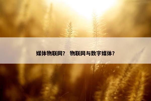 媒体物联网？ 物联网与数字媒体？