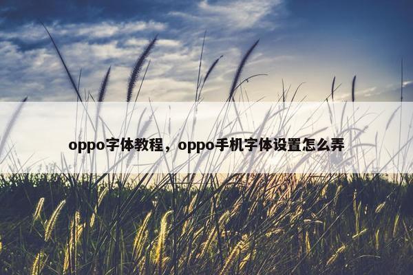 oppo字体教程，oppo手机字体设置怎么弄