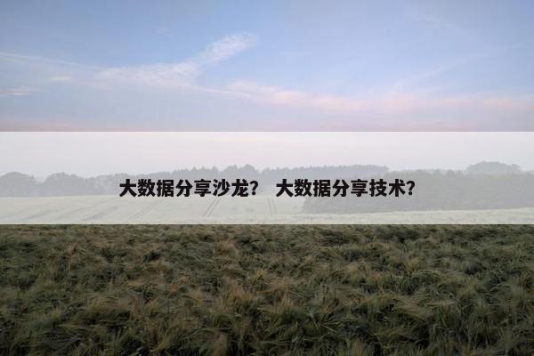大数据分享沙龙？ 大数据分享技术？