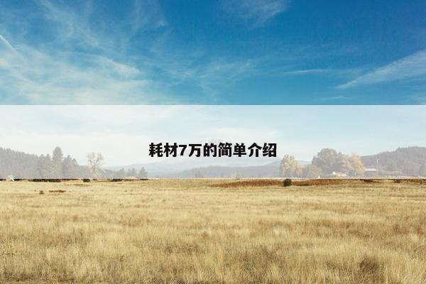 耗材7万的简单介绍