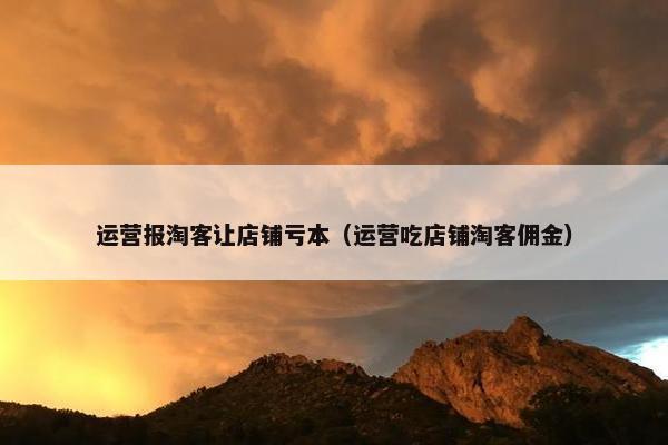 运营报淘客让店铺亏本（运营吃店铺淘客佣金）