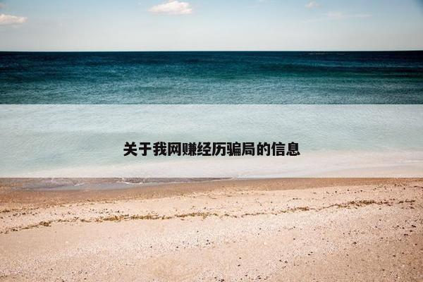 关于我网赚经历骗局的信息