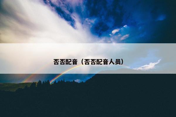 否否配音（否否配音人员）