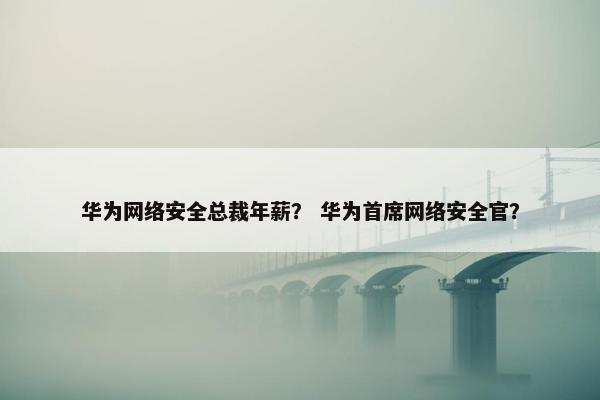 华为网络安全总裁年薪？ 华为首席网络安全官？