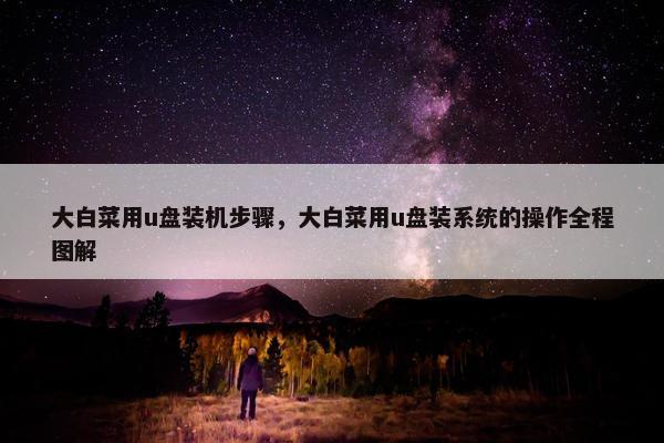 大白菜用u盘装机步骤，大白菜用u盘装系统的操作全程图解
