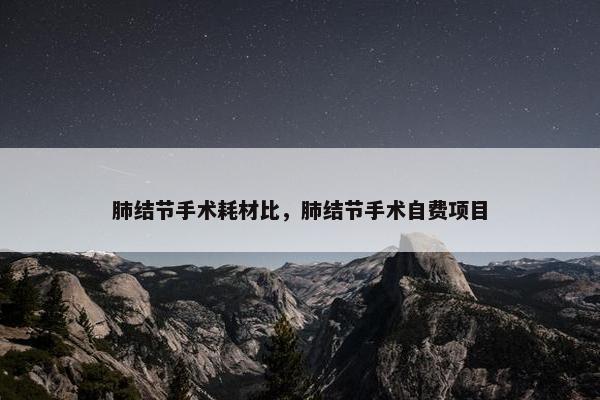 肺结节手术耗材比，肺结节手术自费项目