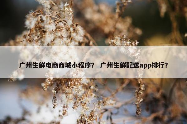 广州生鲜电商商城小程序？ 广州生鲜配送app排行？