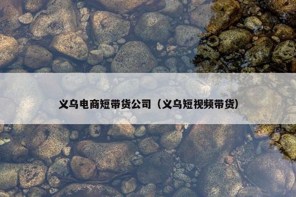 义乌电商短带货公司（义乌短视频带货）