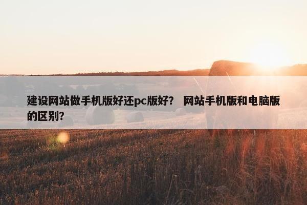 建设网站做手机版好还pc版好？ 网站手机版和电脑版的区别？