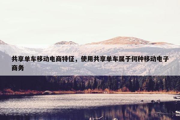 共享单车移动电商特征，使用共享单车属于何种移动电子商务