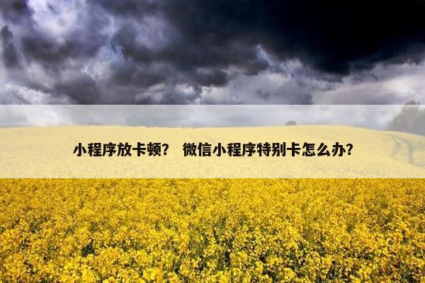 小程序放卡顿？ 微信小程序特别卡怎么办？