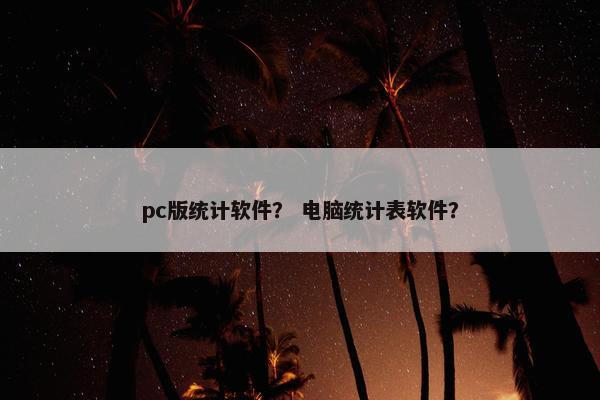 pc版统计软件？ 电脑统计表软件？