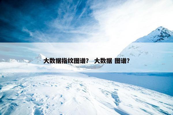 大数据指纹图谱？ 大数据 图谱？