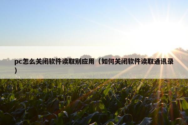 pc怎么关闭软件读取别应用（如何关闭软件读取通讯录）