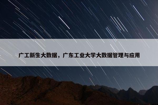 广工新生大数据，广东工业大学大数据管理与应用