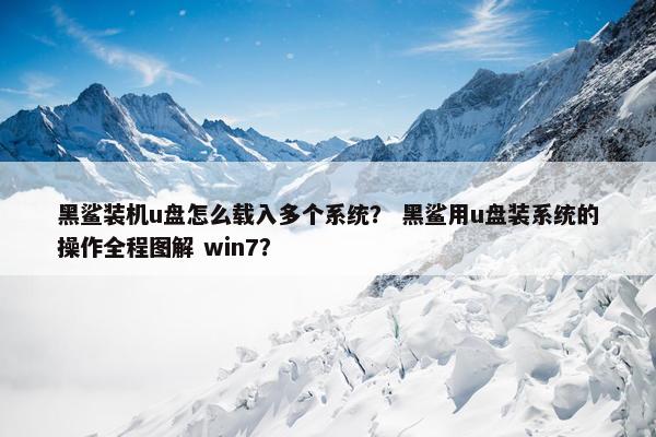 黑鲨装机u盘怎么载入多个系统？ 黑鲨用u盘装系统的操作全程图解 win7？
