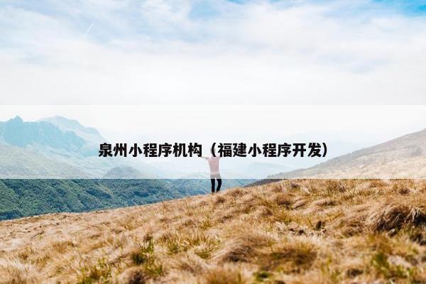 泉州小程序机构（福建小程序开发）