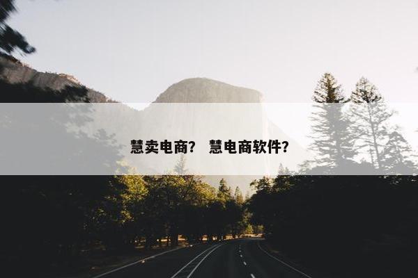 慧卖电商？ 慧电商软件？