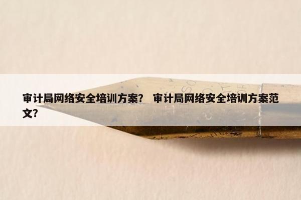 审计局网络安全培训方案？ 审计局网络安全培训方案范文？