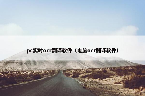 pc实时ocr翻译软件（电脑ocr翻译软件）