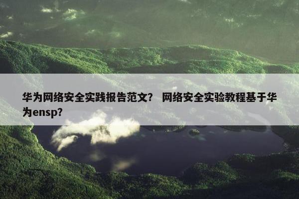 华为网络安全实践报告范文？ 网络安全实验教程基于华为ensp？