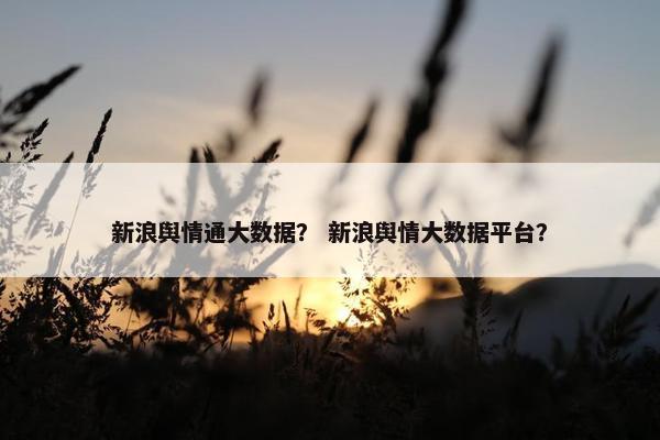 新浪舆情通大数据？ 新浪舆情大数据平台？