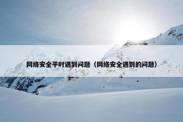 网络安全平时遇到问题（网络安全遇到的问题）