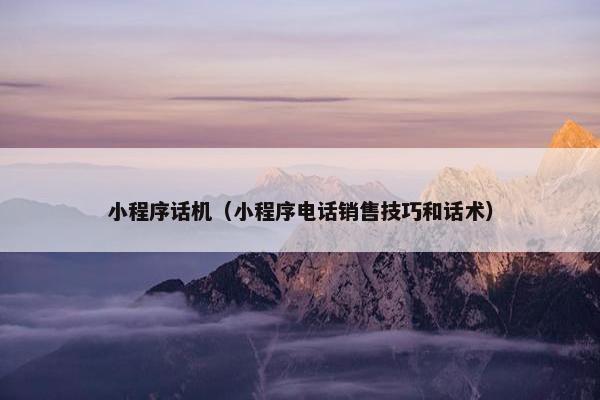 小程序话机（小程序电话销售技巧和话术）