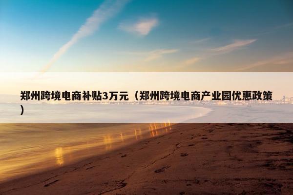 郑州跨境电商补贴3万元（郑州跨境电商产业园优惠政策）