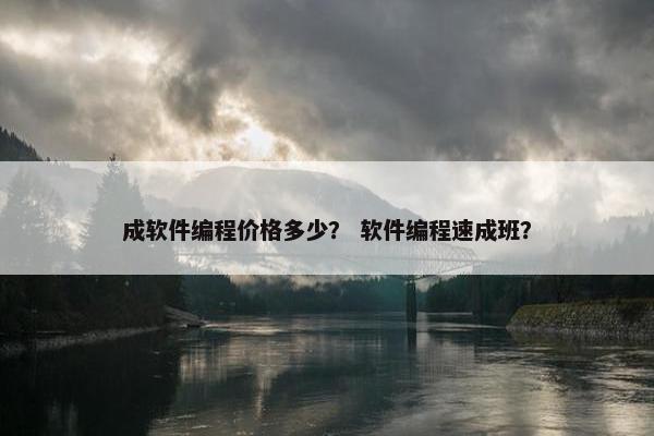 成软件编程价格多少？ 软件编程速成班？