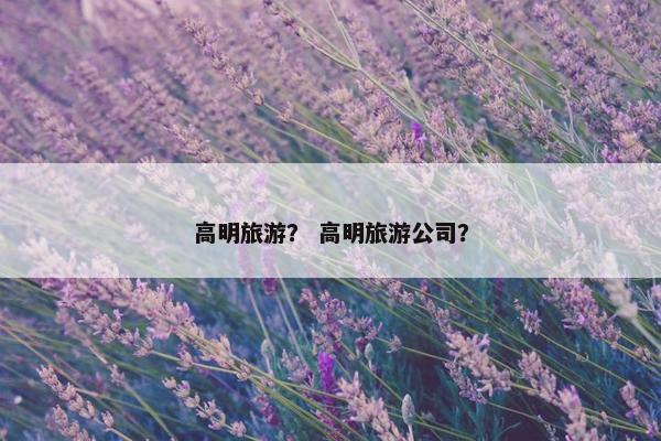 高明旅游？ 高明旅游公司？
